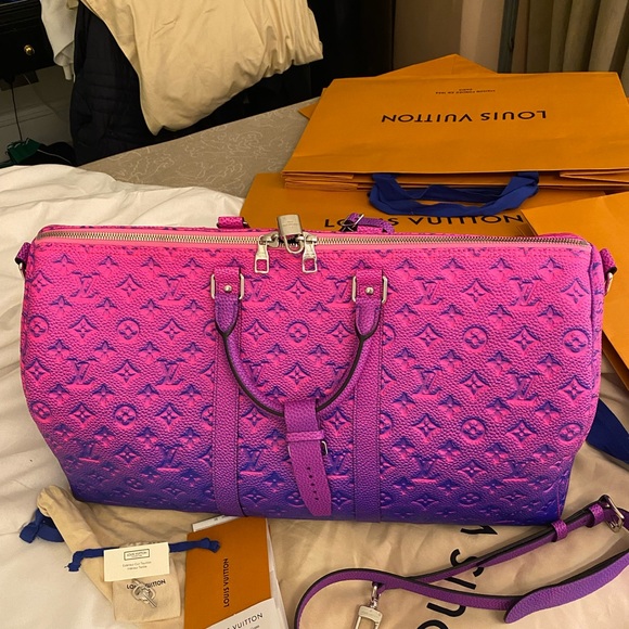 Keepall 50 Tau.Mng BL Rose Bull Calf Leather Weekend/Travel Bag - Picture 9 of 12